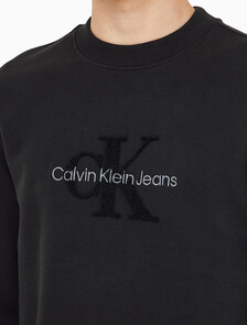 Buy 남성 셔닐 모노로고 기모 스웻셔츠 in color CK BLACK