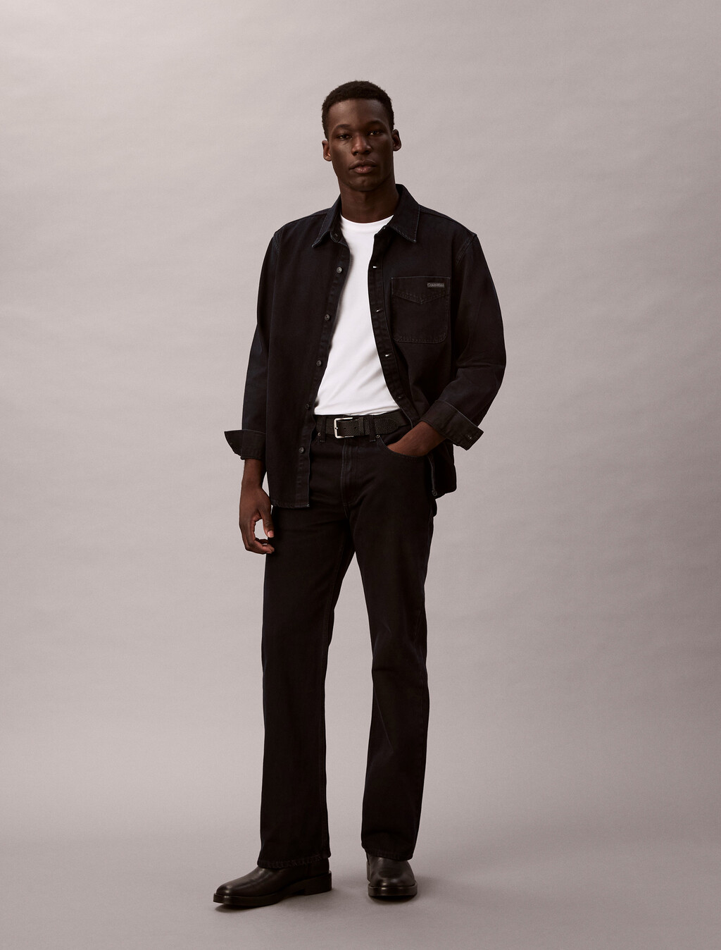 Buy 남성 블루블랙 스톤 90S 오버셔츠 in color BLUE BLACK