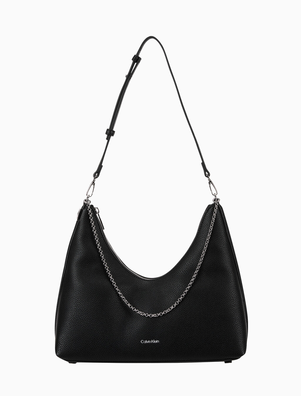 Buy 여성 하드웨어 엠블럼 페블 호보 백 in color BLACK