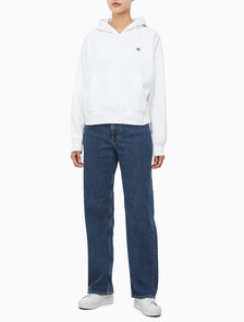 Buy 여성 아카이브 로고 플리스 후디 in color BRILLIANT WHITE