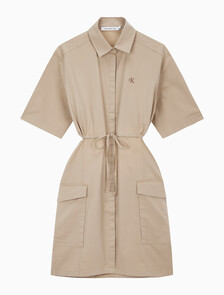 Buy 여성 아카이벌 컷아웃 셔츠 원피스 in color TRAVERTINE