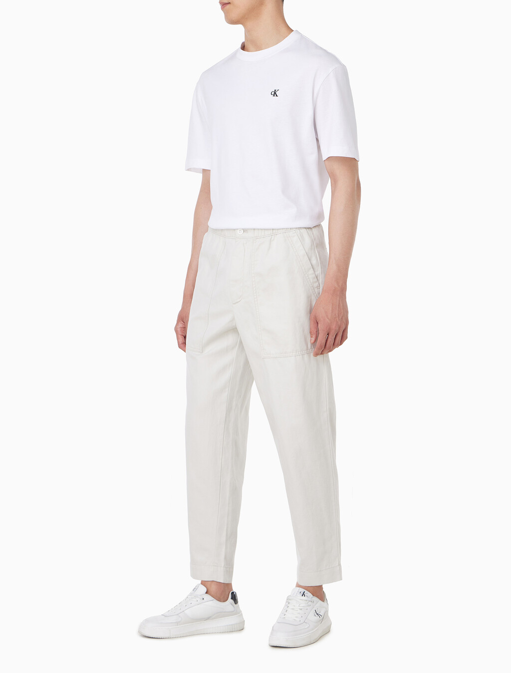 Buy 남성 코튼 린넨 밴딩 팬츠 in color CHALK