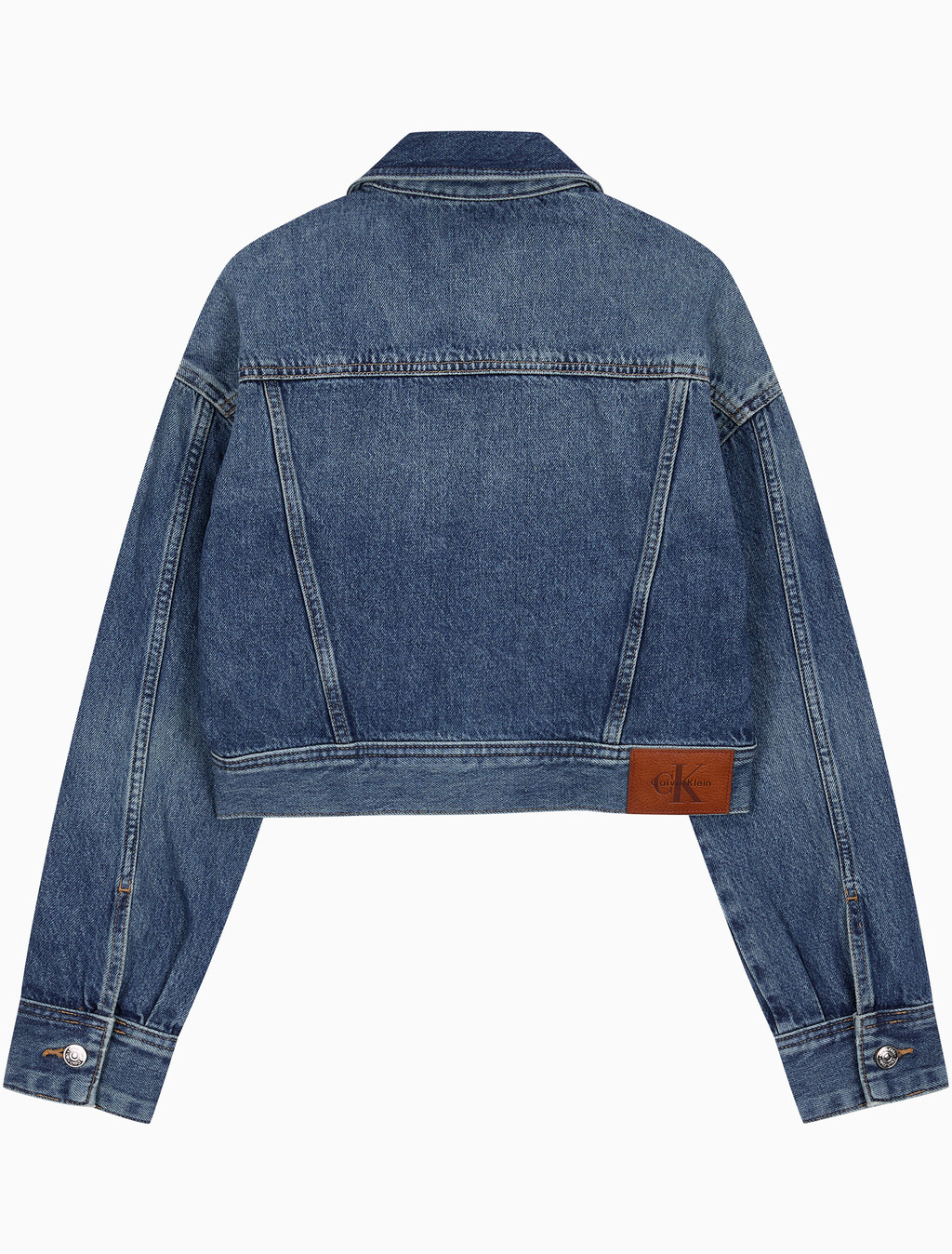 Buy 여성 크롭 미드 블루 데님 자켓 in color denim
