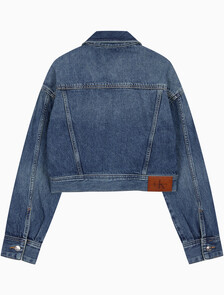 Buy 여성 크롭 미드 블루 데님 자켓 in color denim