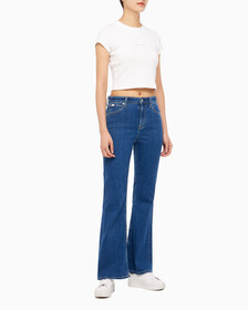 Buy 여성 플레어 핏  미드블루  데님 in color MID BLUE BACK EMBRO