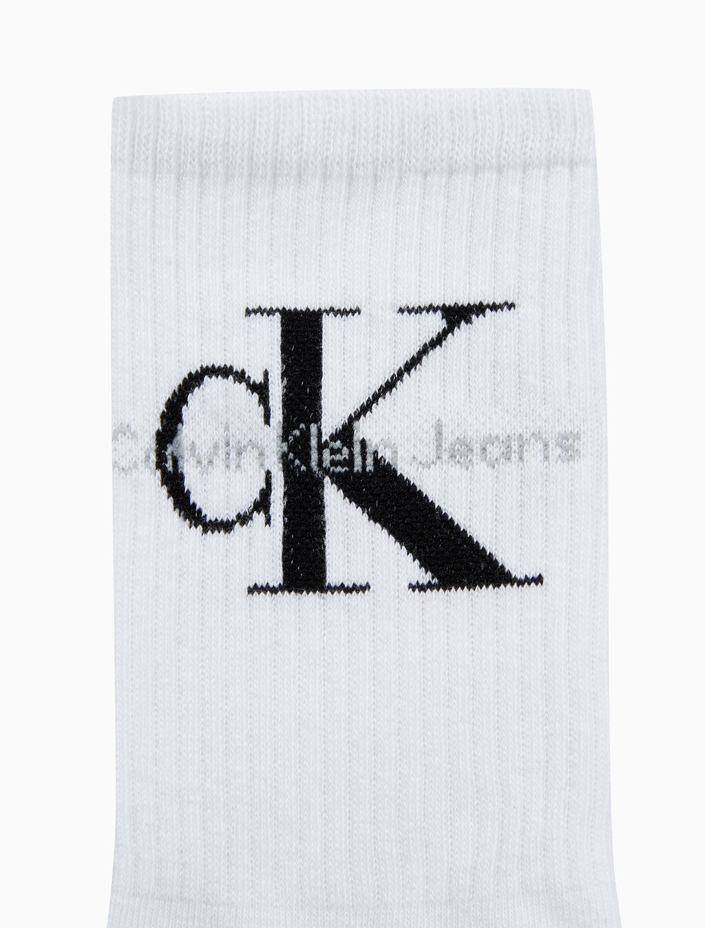 Buy 남성 콤드 코튼 립 크루 모노그램 중목 양말 (화이트 1 PAIR) in color WHITE