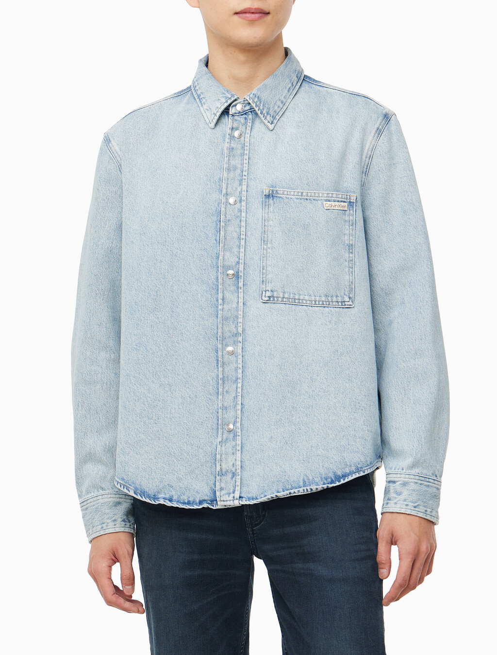 Buy 남성 레귤러핏 라이트블루 데님 셔츠 in color CHALKY BLUE