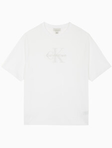 Buy 남성 릴렉스핏 히어로 모노그램 로고 반팔 티셔츠 in color BRILLIANT WHITE