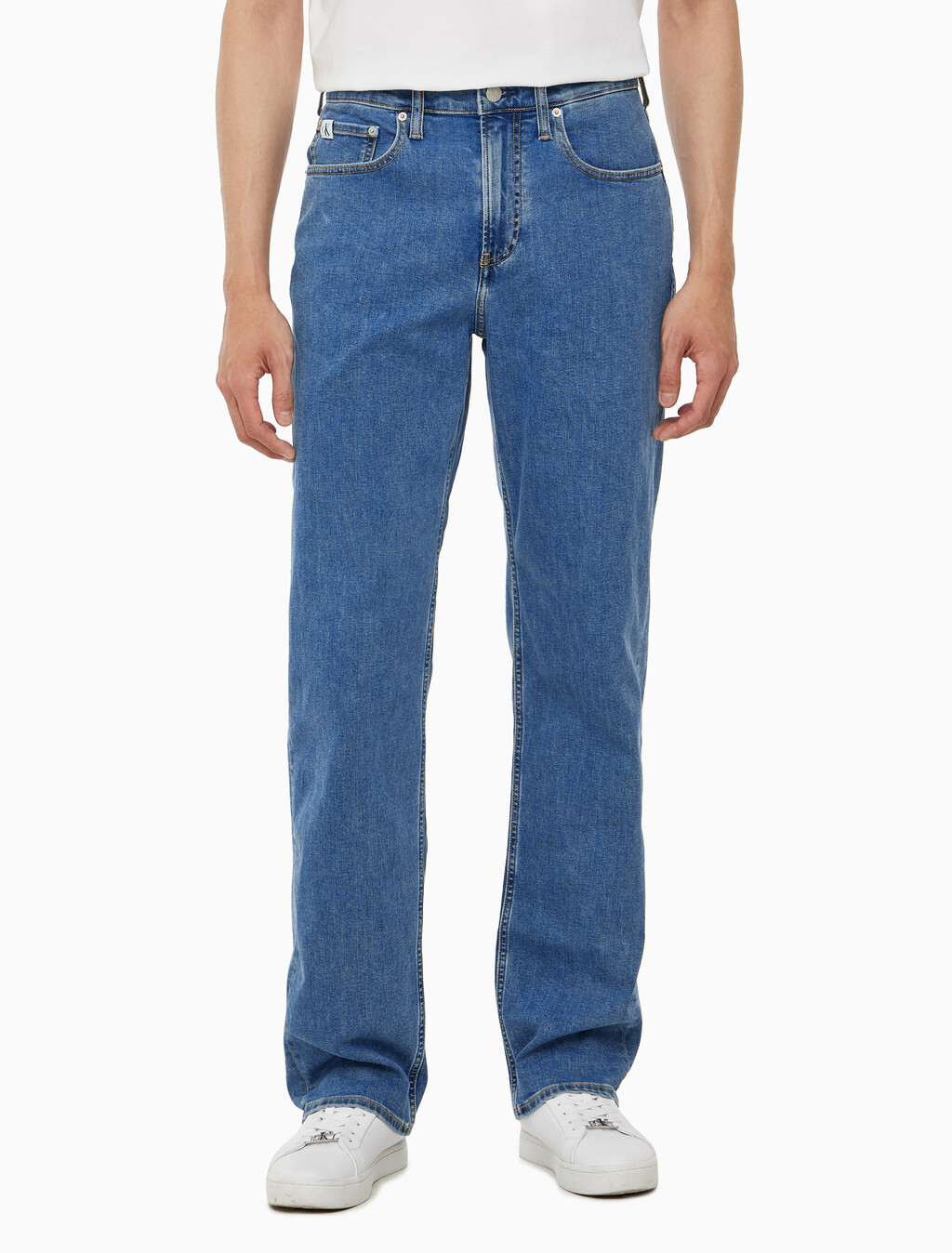 Buy 남성 90's 스트레이트핏 미드블루 에코 쿨 데님 in color MID BLUE BACK EMBRO