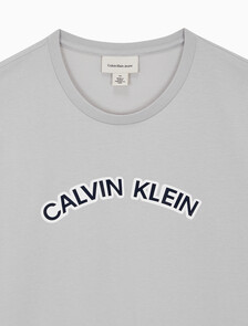 Buy 남성 레귤러핏 커브 로고 반팔 티셔츠 in color GRAY VIOLET
