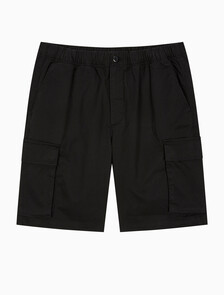 Buy 남성 코튼 밴딩 카고 쇼츠 in color BLACK