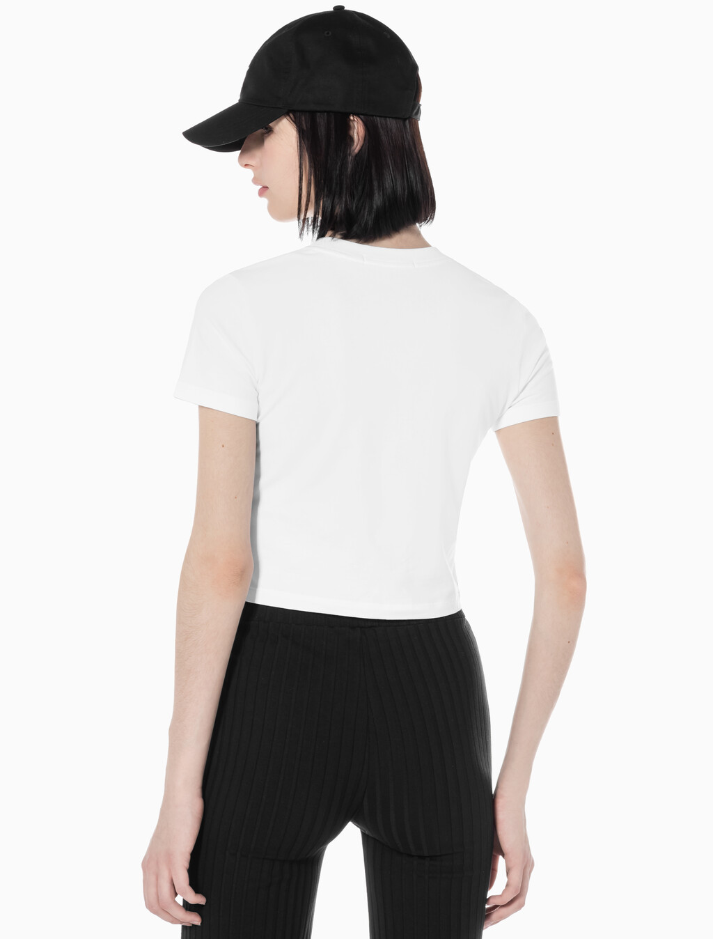 Buy 여성 슬림핏 베이비 크롭 반팔 티셔츠 in color BRIGHT WHITE