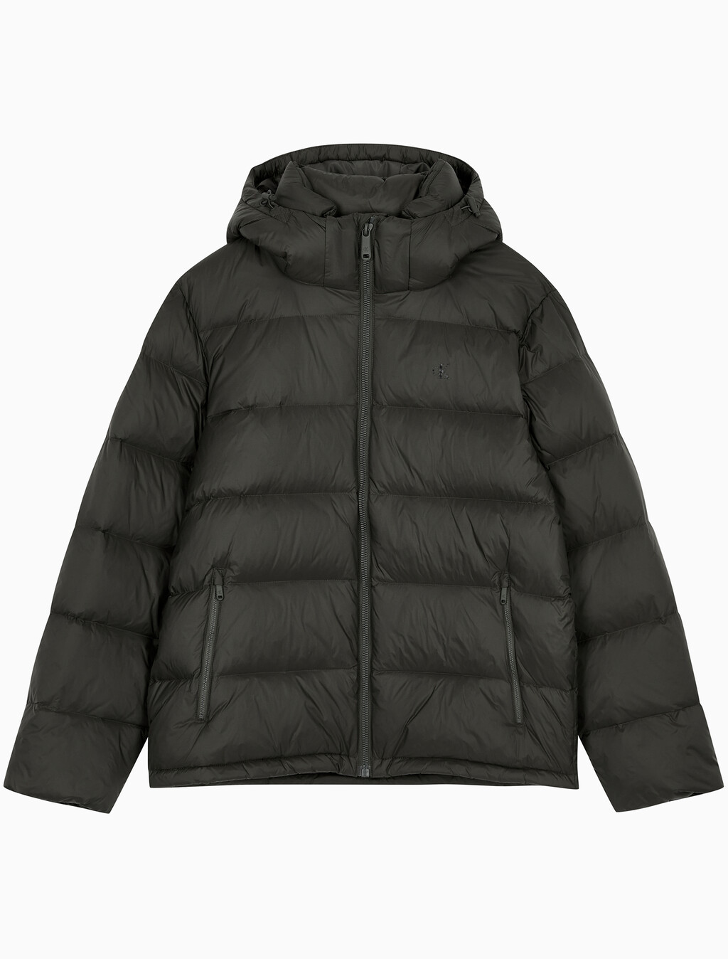 Buy 남성 나일론 집업 후드 다운 푸퍼 자켓 in color CHARCOAL