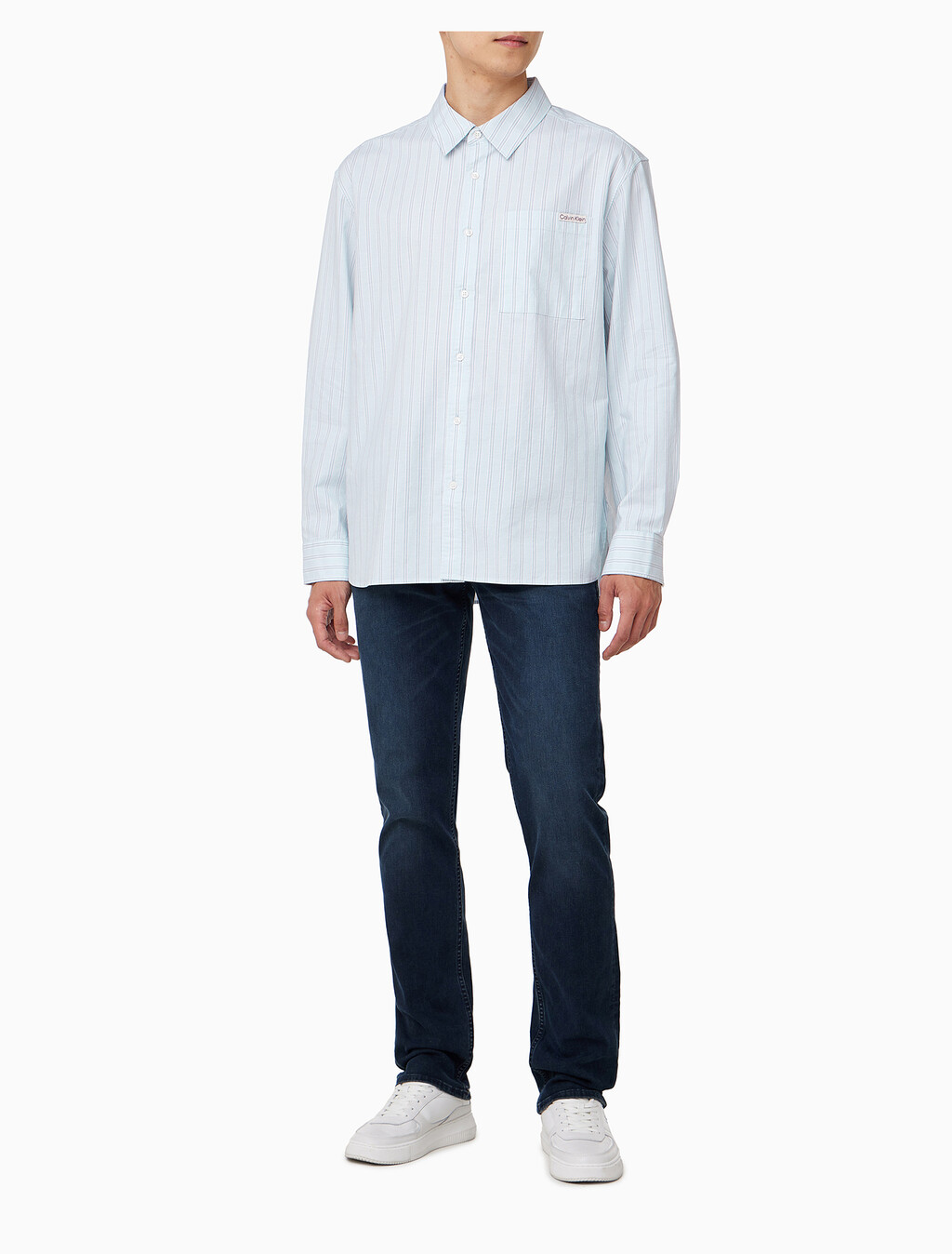 Buy 남성 릴렉스핏 옥스포드 스트라이프 셔츠 in color LIGHT BLUE